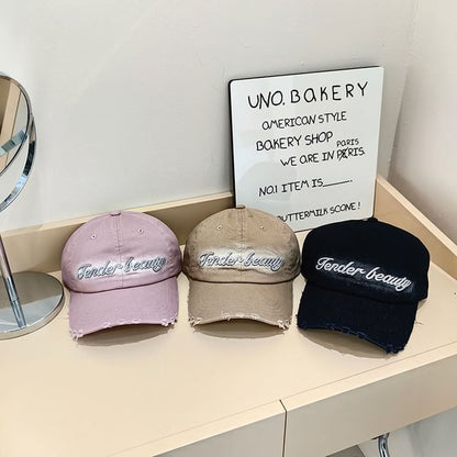 Cap Lettering Baseball Distressed Embroidered