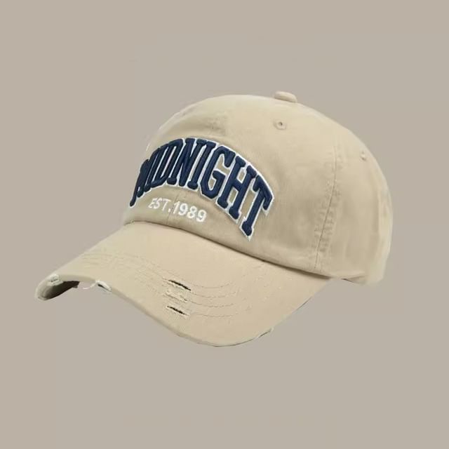 Lettering Baseball Cap Distressed Embroidered