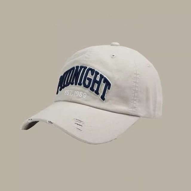 Lettering Baseball Cap Distressed Embroidered