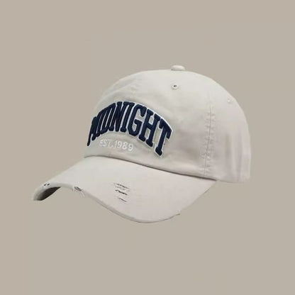 Lettering Baseball Cap Distressed Embroidered