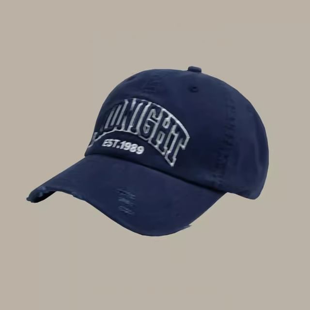 Lettering Baseball Cap Distressed Embroidered