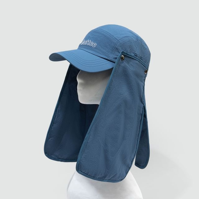 Lettering Embroidered Baseball Cap with Sun Protection Neck Flap