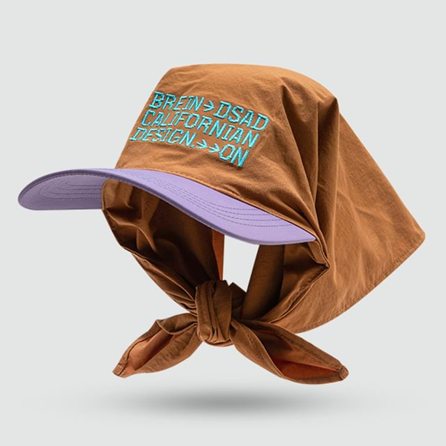 Embroidered Head Lettering Scarf with Brim