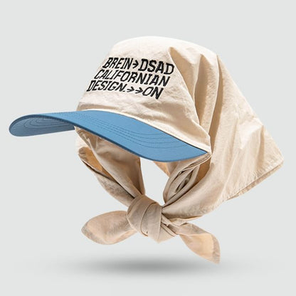 Embroidered Head Lettering Scarf with Brim