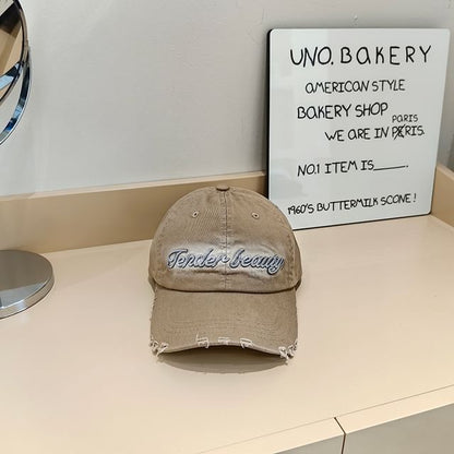 Cap Lettering Baseball Distressed Embroidered