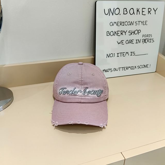 Cap Lettering Baseball Distressed Embroidered