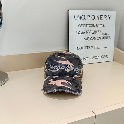 Cap Lettering Baseball Distressed Embroidered