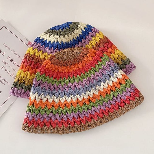 Rainbow Stripe Cloche Hat