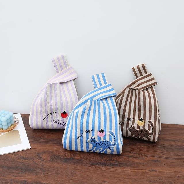 Cat Knit Tote Jacquard Bag