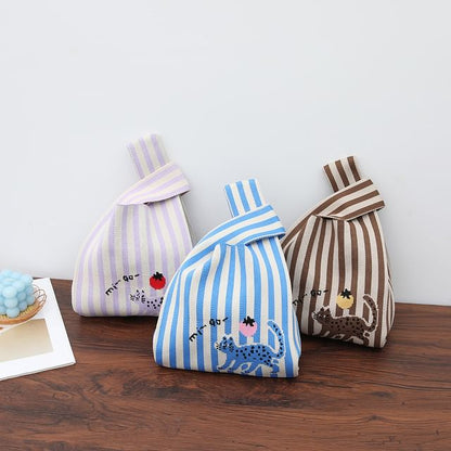 Cat Knit Tote Jacquard Bag