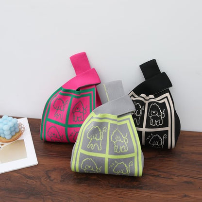 Jacquard Tote Bag Knit Dog