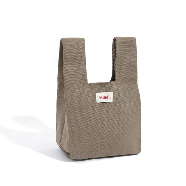 Lettering Applique Bag Knit Tote