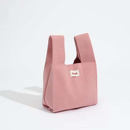 Lettering Applique Bag Knit Tote