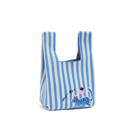 Cat Knit Tote Jacquard Bag