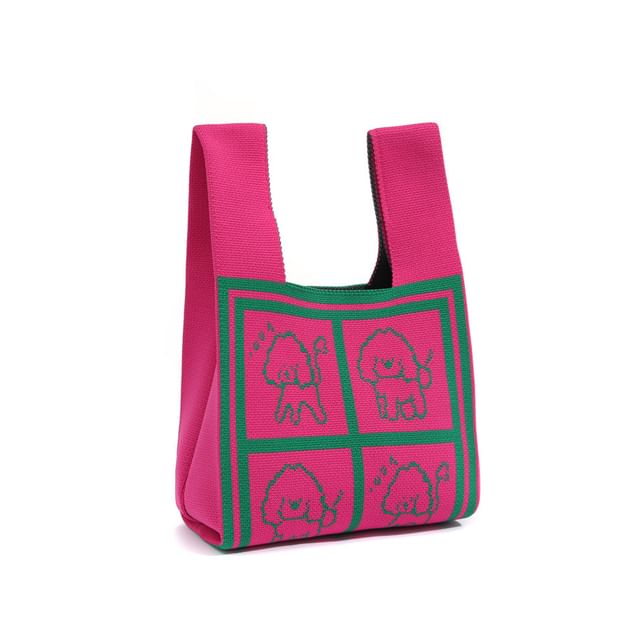 Jacquard Tote Bag Knit Dog