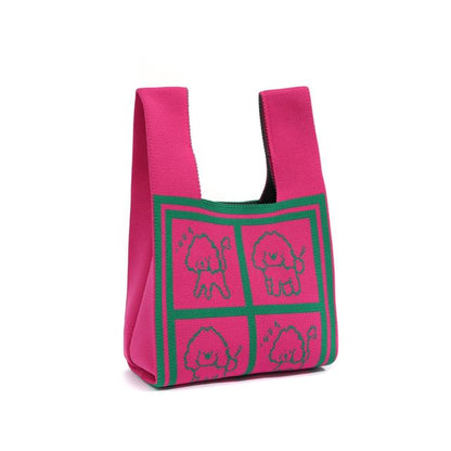 Jacquard Tote Bag Knit Dog
