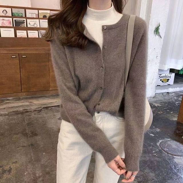 Plain Cardigan Button-Up