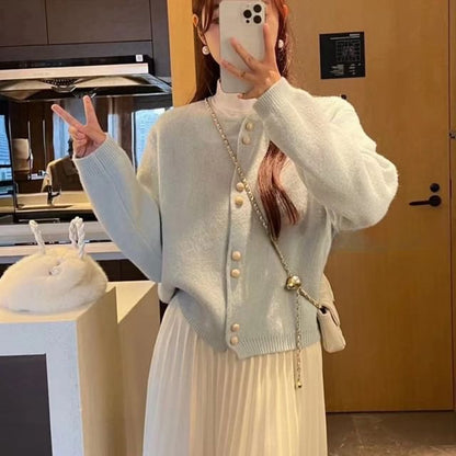 Pearl Plain Faux Buttoned Cardigan