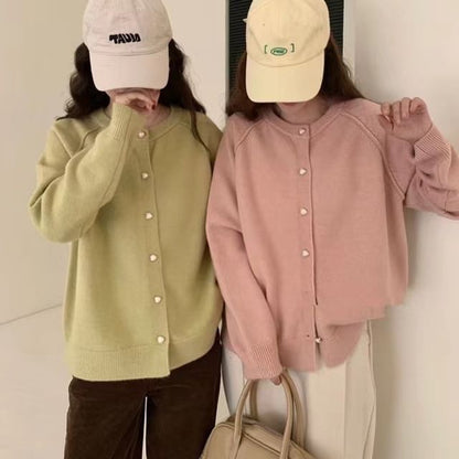 Cardigan Plain Button-Up