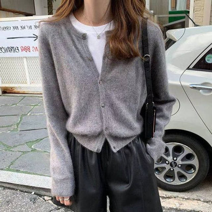 Plain Cardigan Button-Up