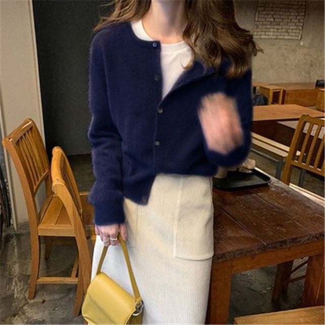 Plain Cardigan Button-Up