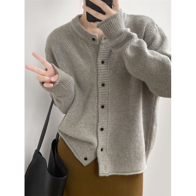 Button-Up Plain Cardigan