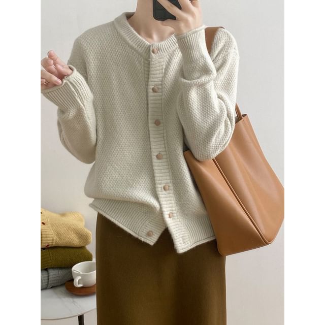 Button-Up Plain Cardigan