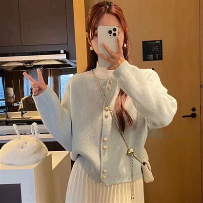 Pearl Plain Faux Buttoned Cardigan