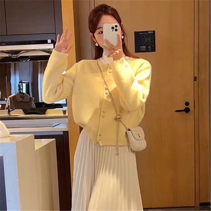 Pearl Plain Faux Buttoned Cardigan