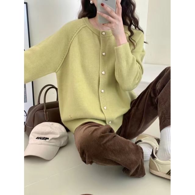 Cardigan Plain Button-Up