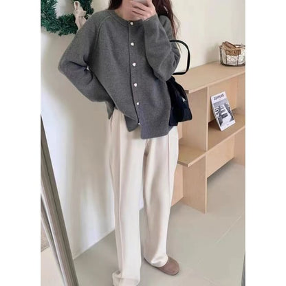 Cardigan Plain Button-Up