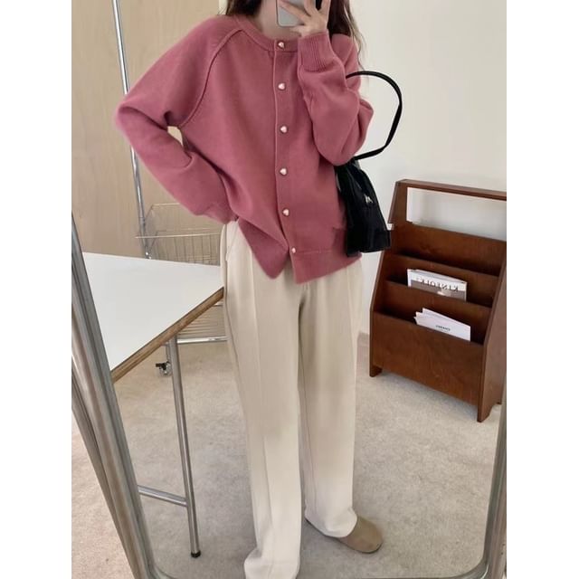 Cardigan Plain Button-Up