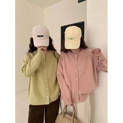 Cardigan Plain Button-Up