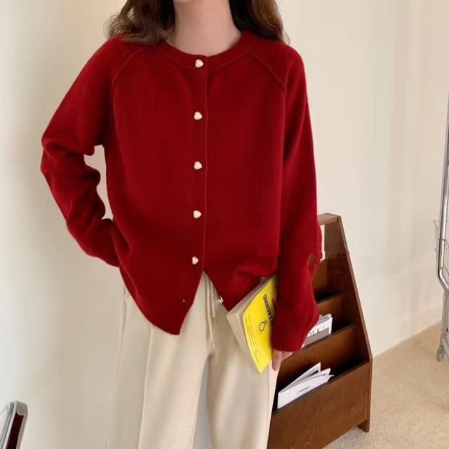 Cardigan Plain Button-Up