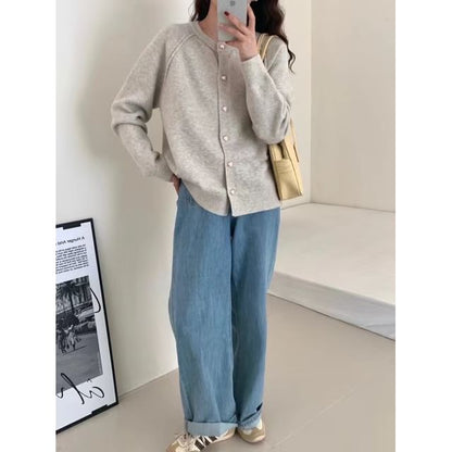 Cardigan Plain Button-Up