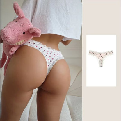 Print Thongs Set: Lace