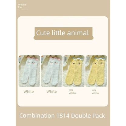 Cartoon Coral Fleece Short Socks / Set