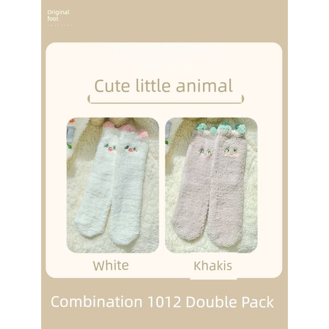 Cartoon Coral Fleece Short Socks / Set