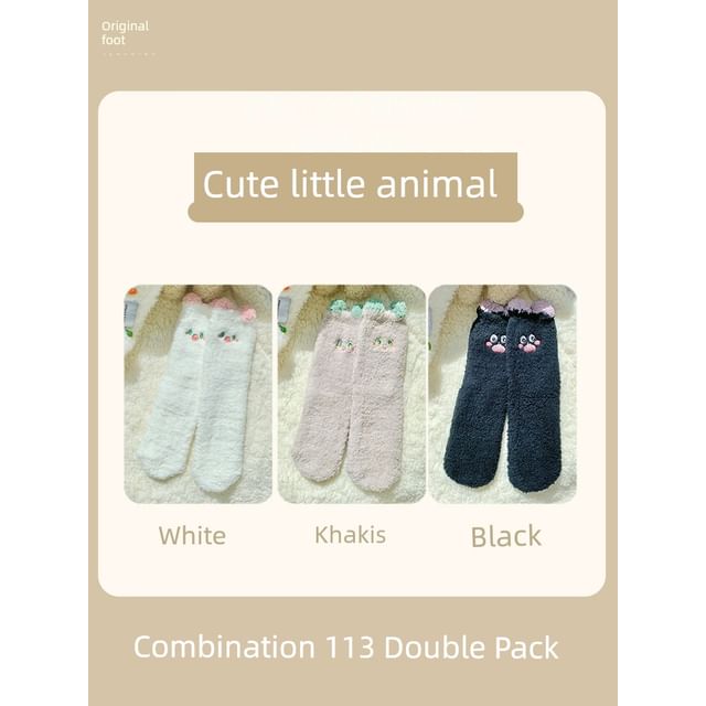 Cartoon Coral Fleece Short Socks / Set