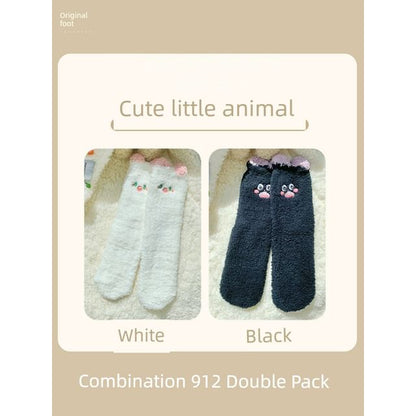 Cartoon Coral Fleece Short Socks / Set