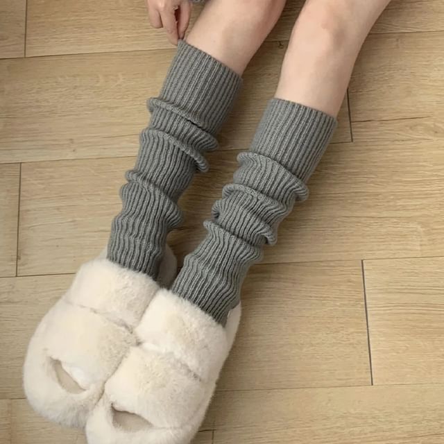 Plain Ribbed Knee Leg Warmers / Set