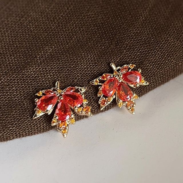 Ear Cuff Alloy Rhinestone Leaf