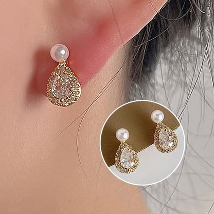 Faux Pearl Alloy Cuff Ear Droplet Rhinestone