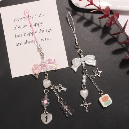 Bow Acrylic Alloy Phone Charm (Various Designs)