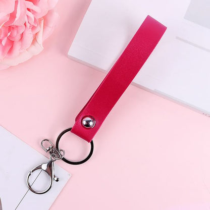 Faux Leather Strap Bag Charm Keyring