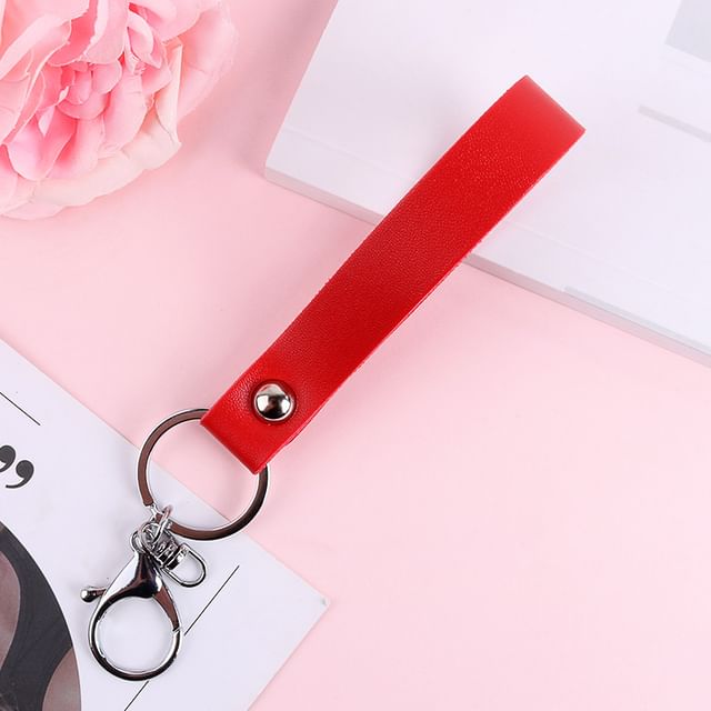 Faux Leather Strap Bag Charm Keyring