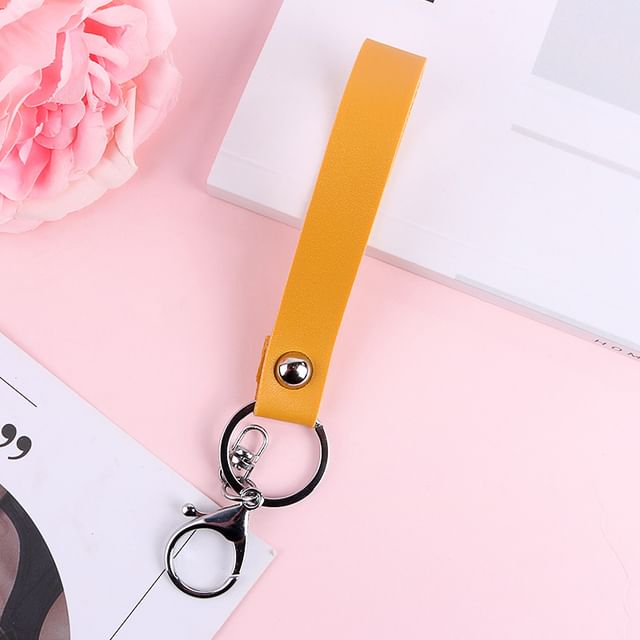 Faux Leather Strap Bag Charm Keyring