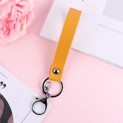 Faux Leather Strap Bag Charm Keyring