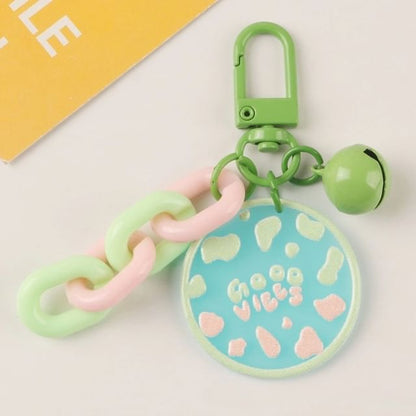 Acrylic Bell Chunky Chain Bag Charm Keyring (Various Designs)