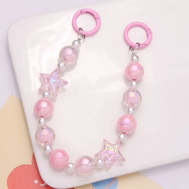 Star Faux Pearl Acrylic Bag Charm Keyring